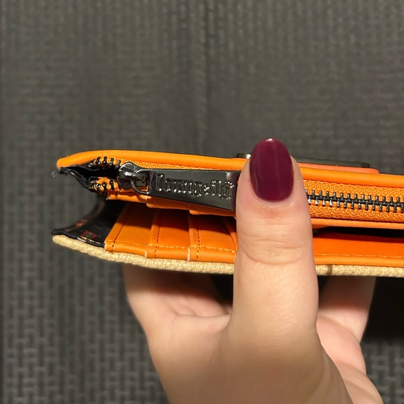 Loungefly Trick 'R Treat- Sam Cosplay Button Snap Wallet Orange/Tan 6"W x 4"H - Picture 4 of 9